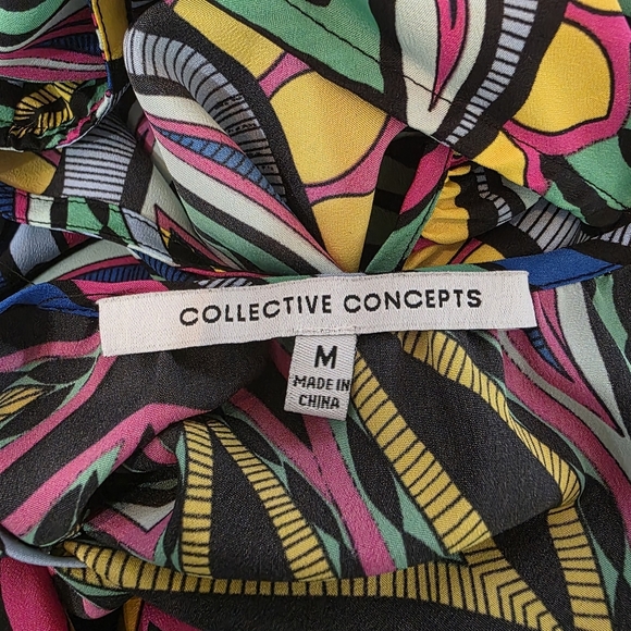 Collective Concepts Halter Maxi Dress Multicolor Lined Geometric Abstract Size M - Picture 7 of 8